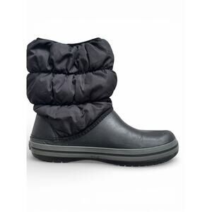 Crocs Winter Puff Snow Boot Women 10W Wide Rain Warm Winter Black Gray Light